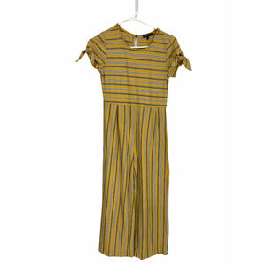 My Michelle Girl's Yellow Striped Jumpsuit Large